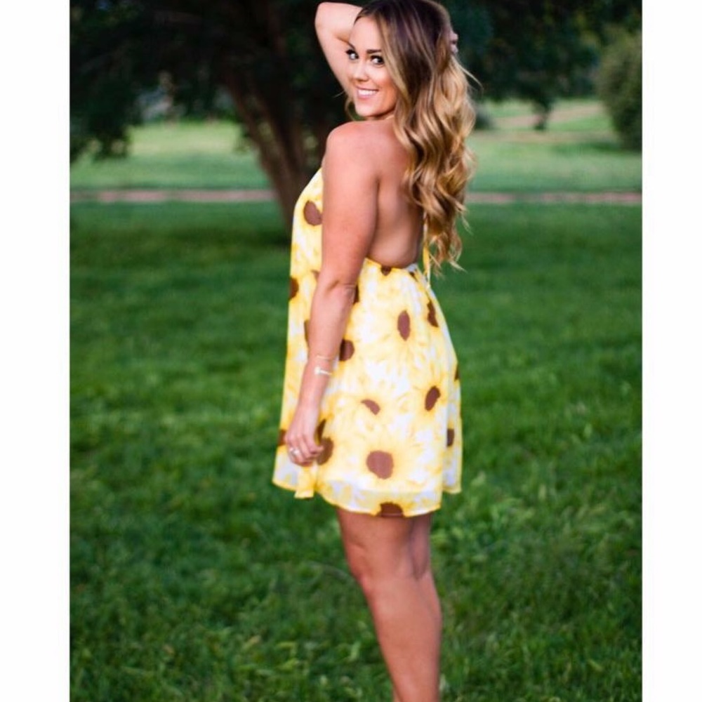 Show me your mumu sunflower halter dress